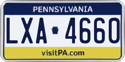 PA license plate LXA4660