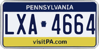 PA license plate LXA4664