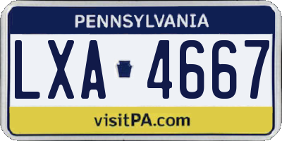 PA license plate LXA4667