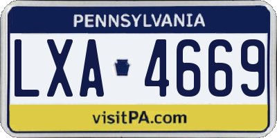 PA license plate LXA4669