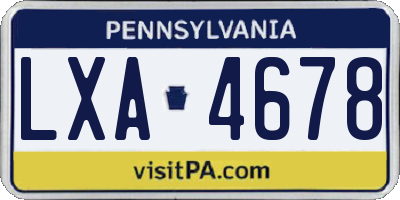PA license plate LXA4678