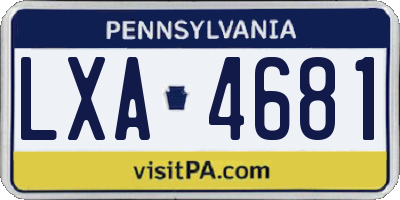 PA license plate LXA4681