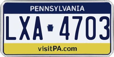 PA license plate LXA4703