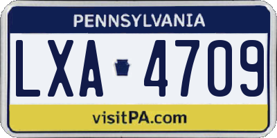 PA license plate LXA4709
