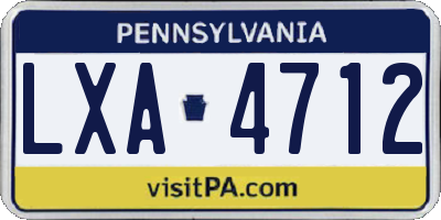 PA license plate LXA4712