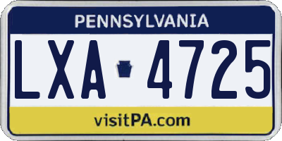 PA license plate LXA4725