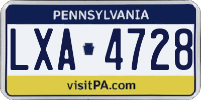 PA license plate LXA4728
