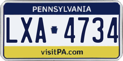 PA license plate LXA4734