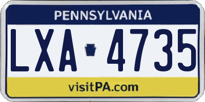 PA license plate LXA4735