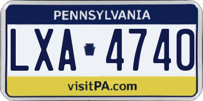 PA license plate LXA4740
