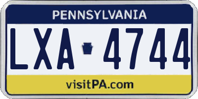 PA license plate LXA4744