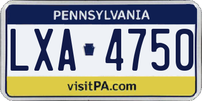 PA license plate LXA4750