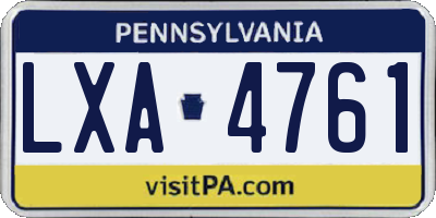 PA license plate LXA4761
