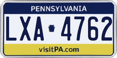 PA license plate LXA4762