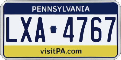 PA license plate LXA4767