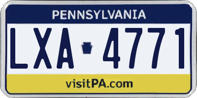 PA license plate LXA4771