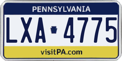 PA license plate LXA4775