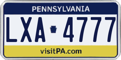 PA license plate LXA4777