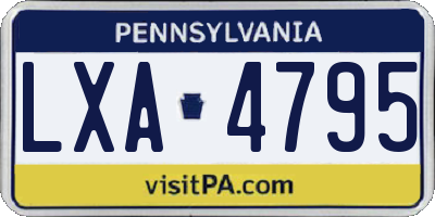 PA license plate LXA4795