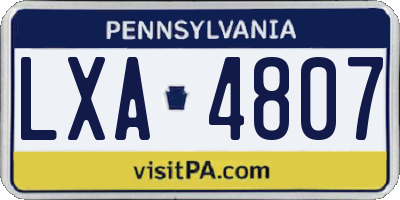 PA license plate LXA4807