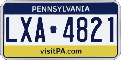 PA license plate LXA4821