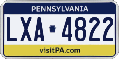 PA license plate LXA4822