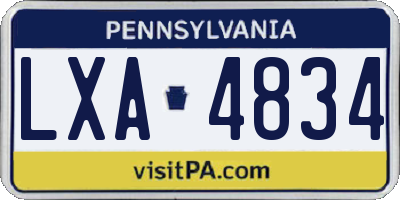 PA license plate LXA4834