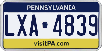 PA license plate LXA4839