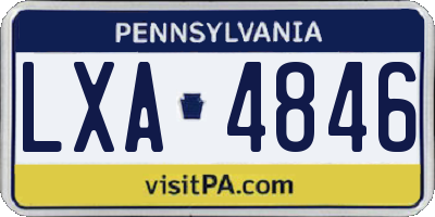 PA license plate LXA4846