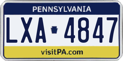 PA license plate LXA4847