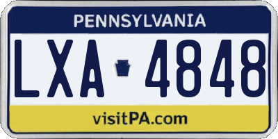 PA license plate LXA4848