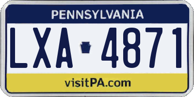 PA license plate LXA4871