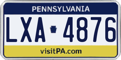 PA license plate LXA4876