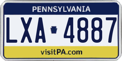 PA license plate LXA4887