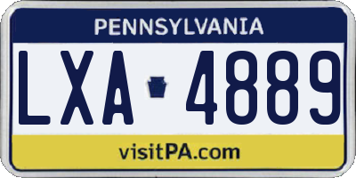 PA license plate LXA4889