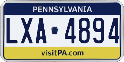 PA license plate LXA4894