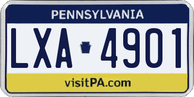 PA license plate LXA4901
