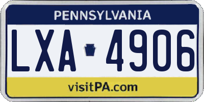 PA license plate LXA4906