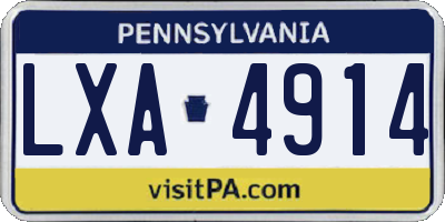 PA license plate LXA4914