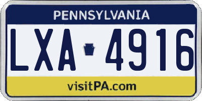 PA license plate LXA4916