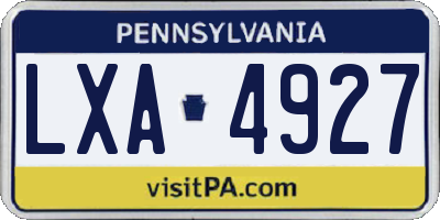 PA license plate LXA4927