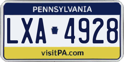 PA license plate LXA4928