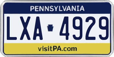 PA license plate LXA4929