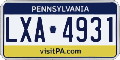 PA license plate LXA4931