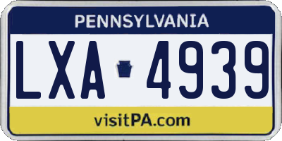 PA license plate LXA4939