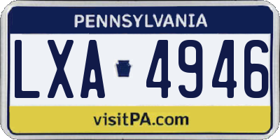 PA license plate LXA4946
