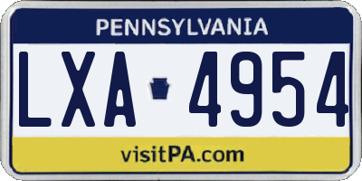 PA license plate LXA4954