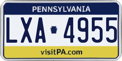 PA license plate LXA4955
