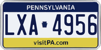PA license plate LXA4956