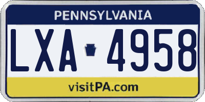 PA license plate LXA4958